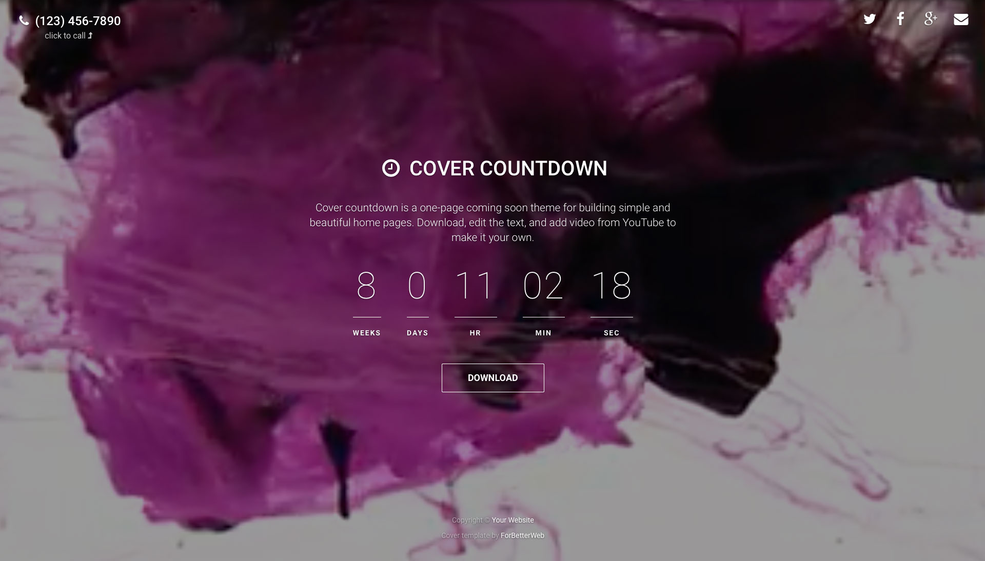 Cover Countdown Free HTML template