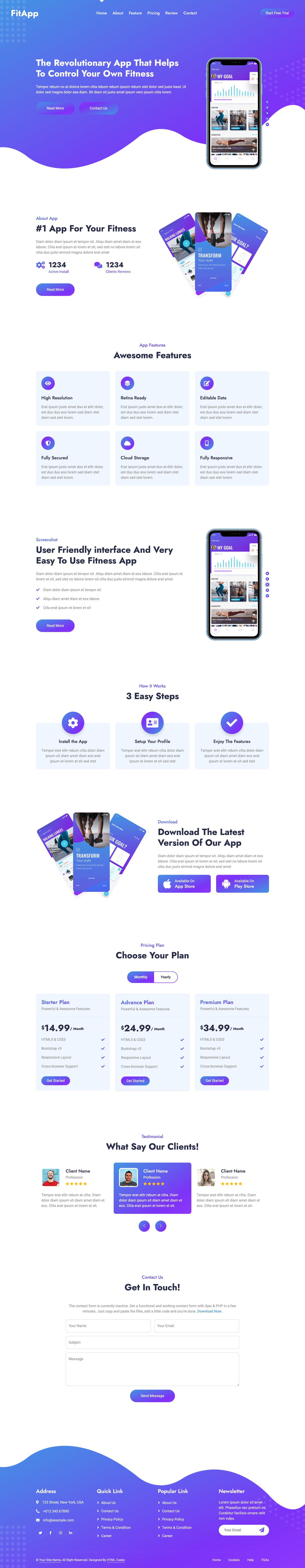 FitApp Free HTML template