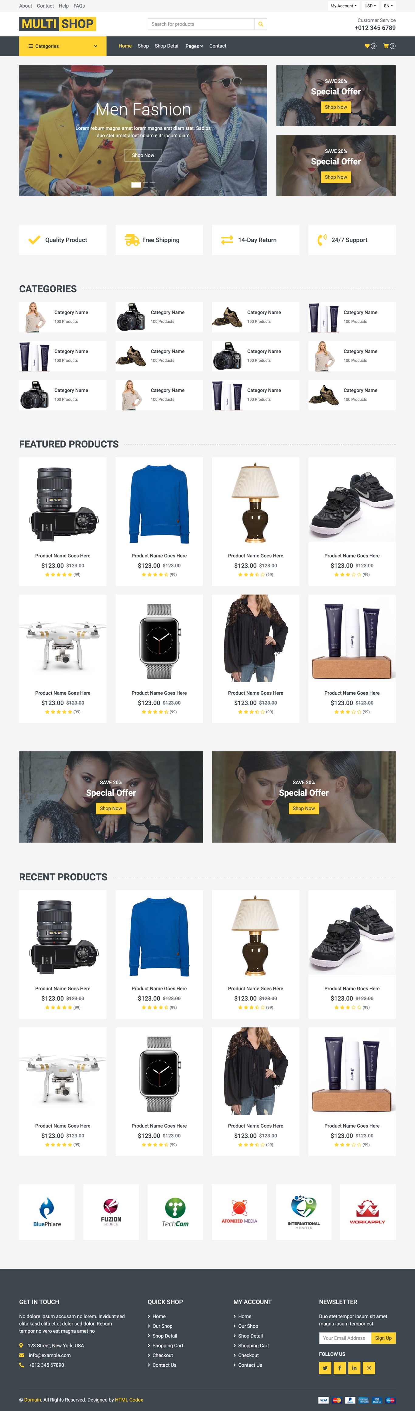 MultiShop Free HTML template