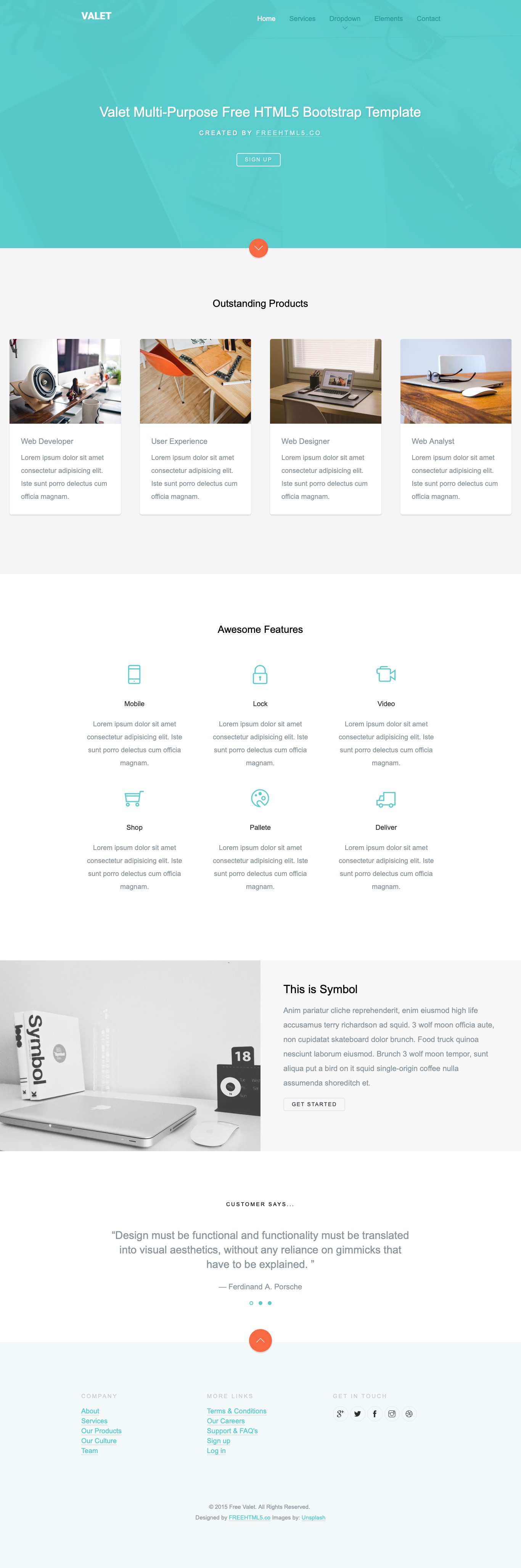 Valet Free HTML template