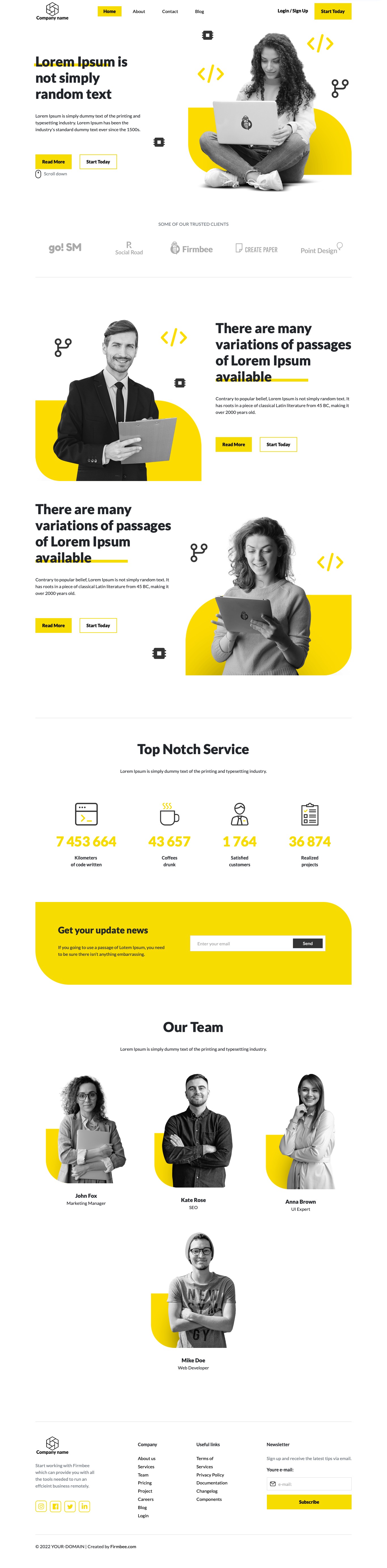 Yellow Software House Page Free HTML template