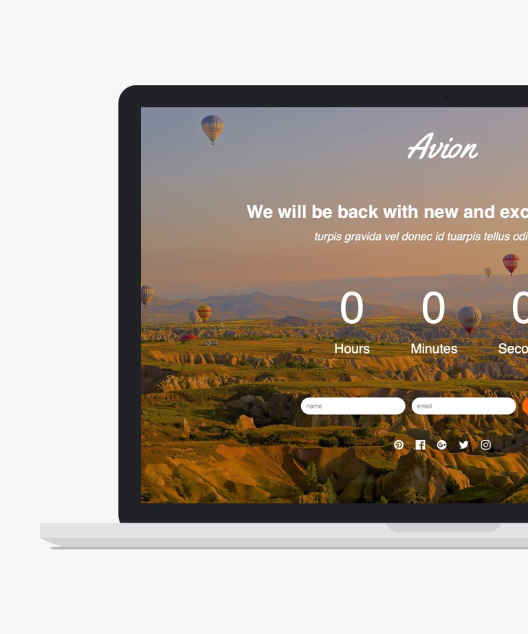 Avion - Free Bootstrap Coming Soon HTML template