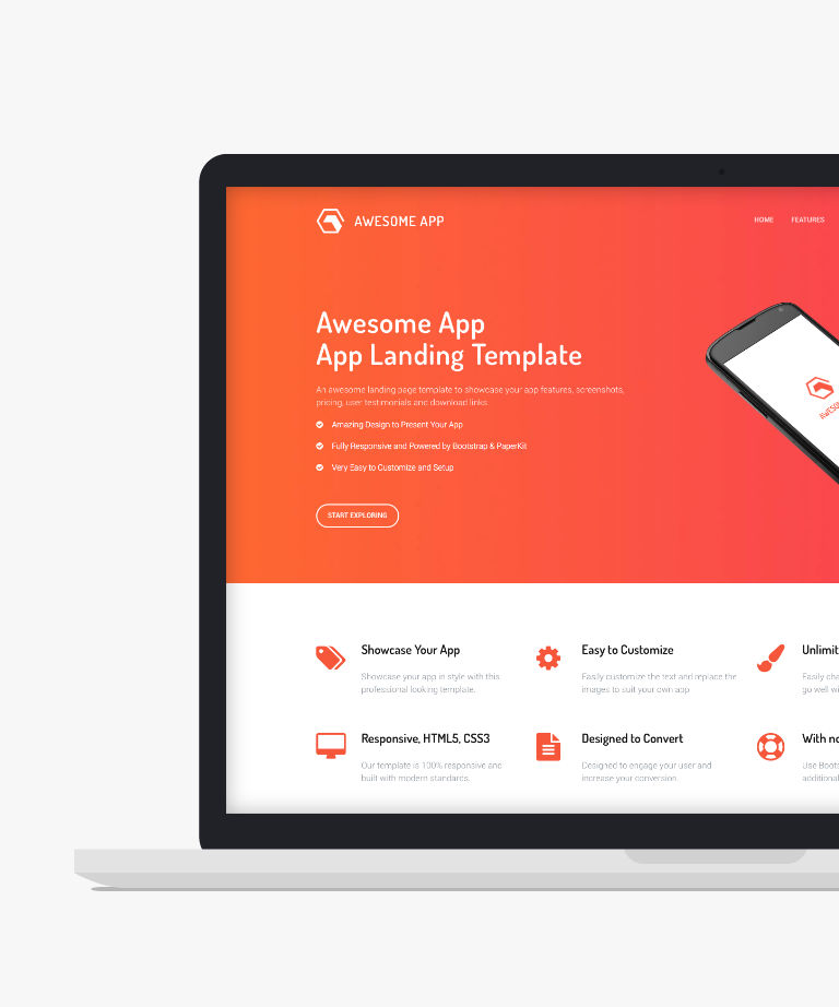 Awesome App Free responsive HTML5 Bootstrap Landing page template
