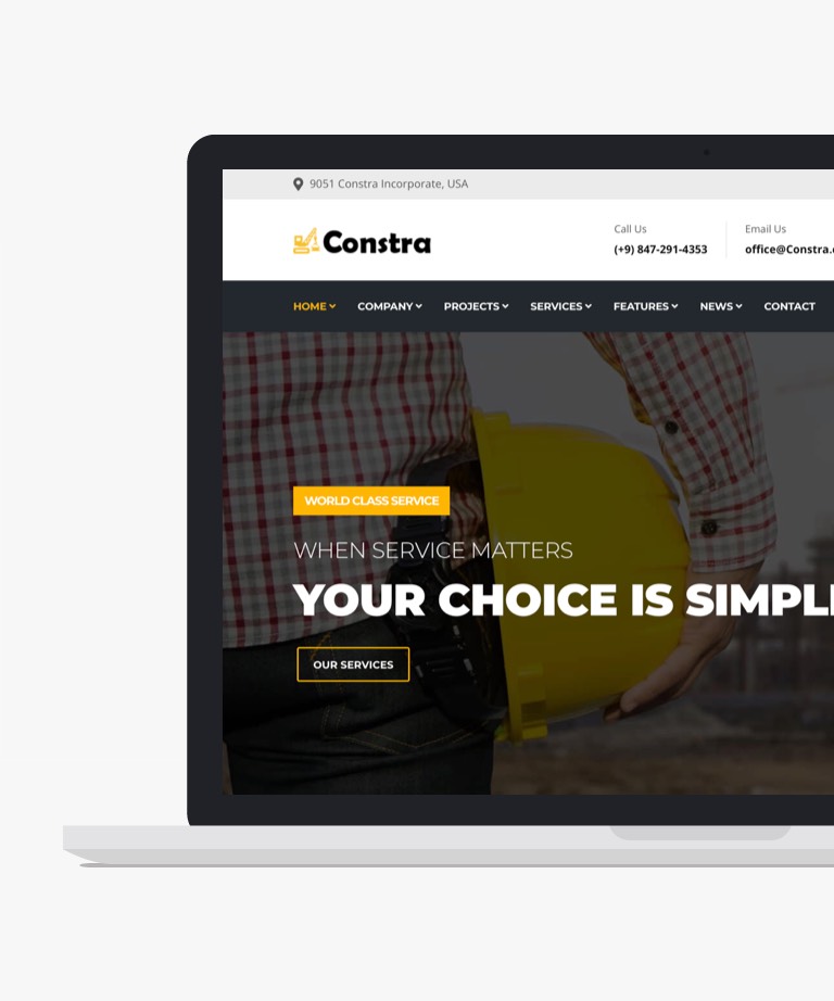 Constra - Free Bootstrap Construction Business Website Template