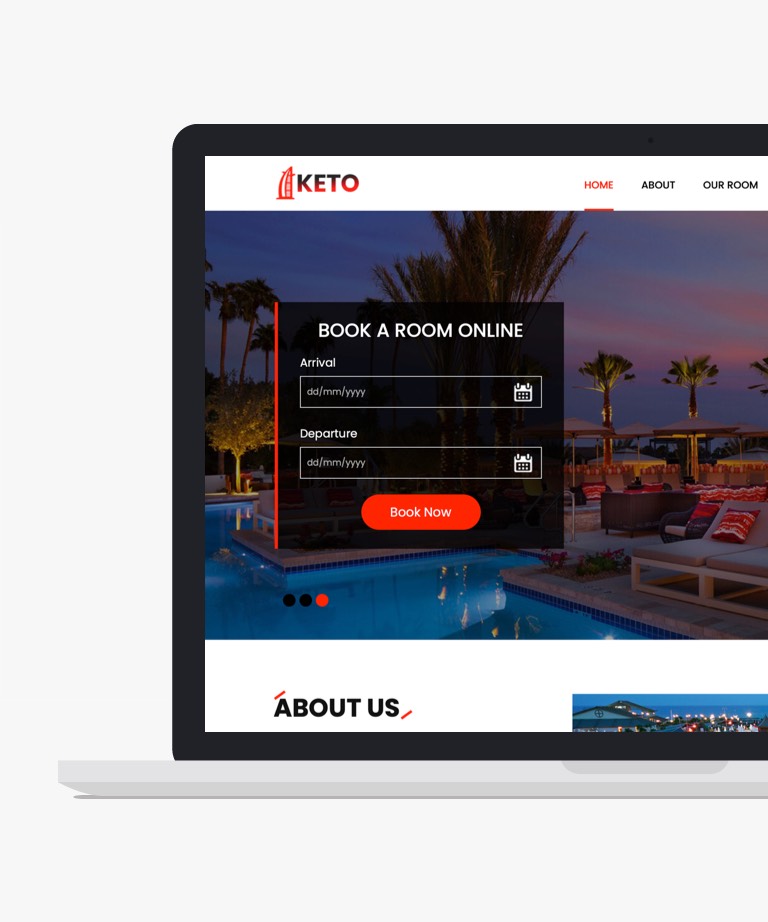 Keto - Free Bootstrap Hotel Website Template