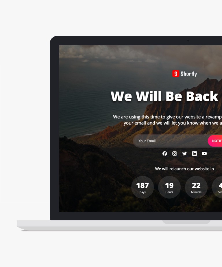Shortly - Free Bootstrap Coming Soon HTML template