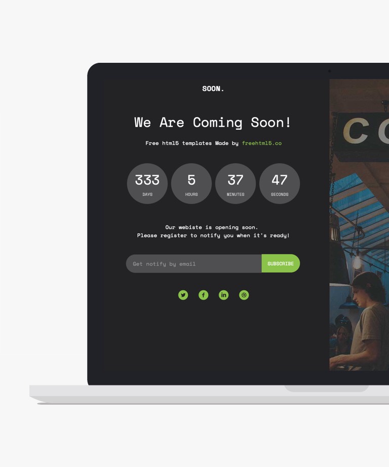 Soon - Free Bootstrap Coming Soon HTML template