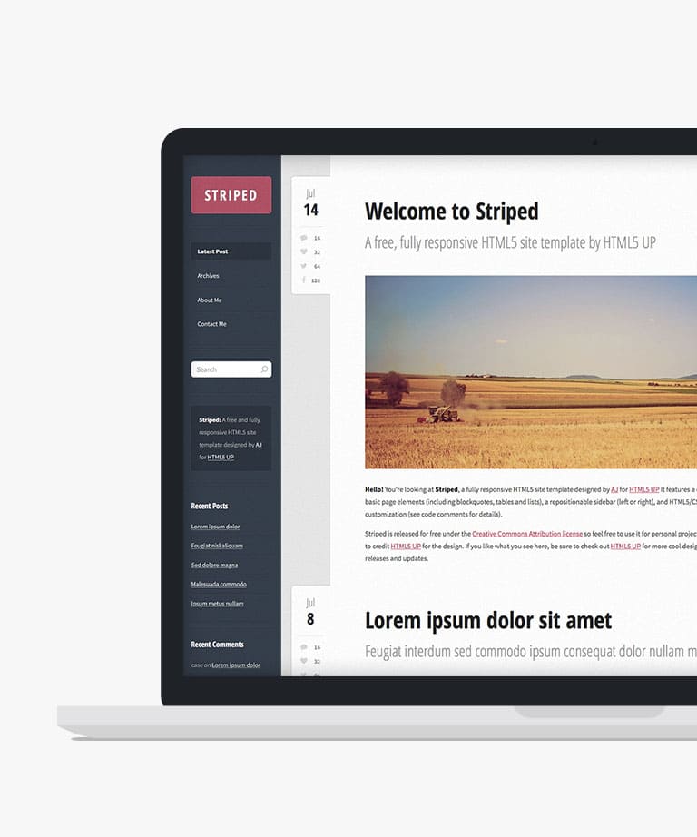 Striped - Free Personal Blog HTML template