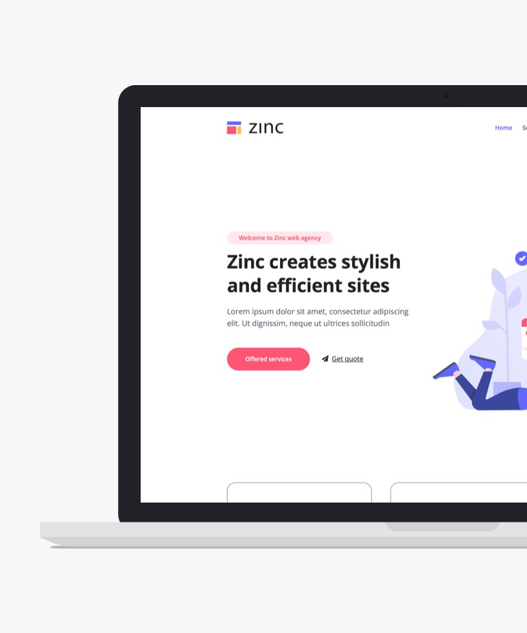 Zinc - Free Bootstrap One Pager Website Template
